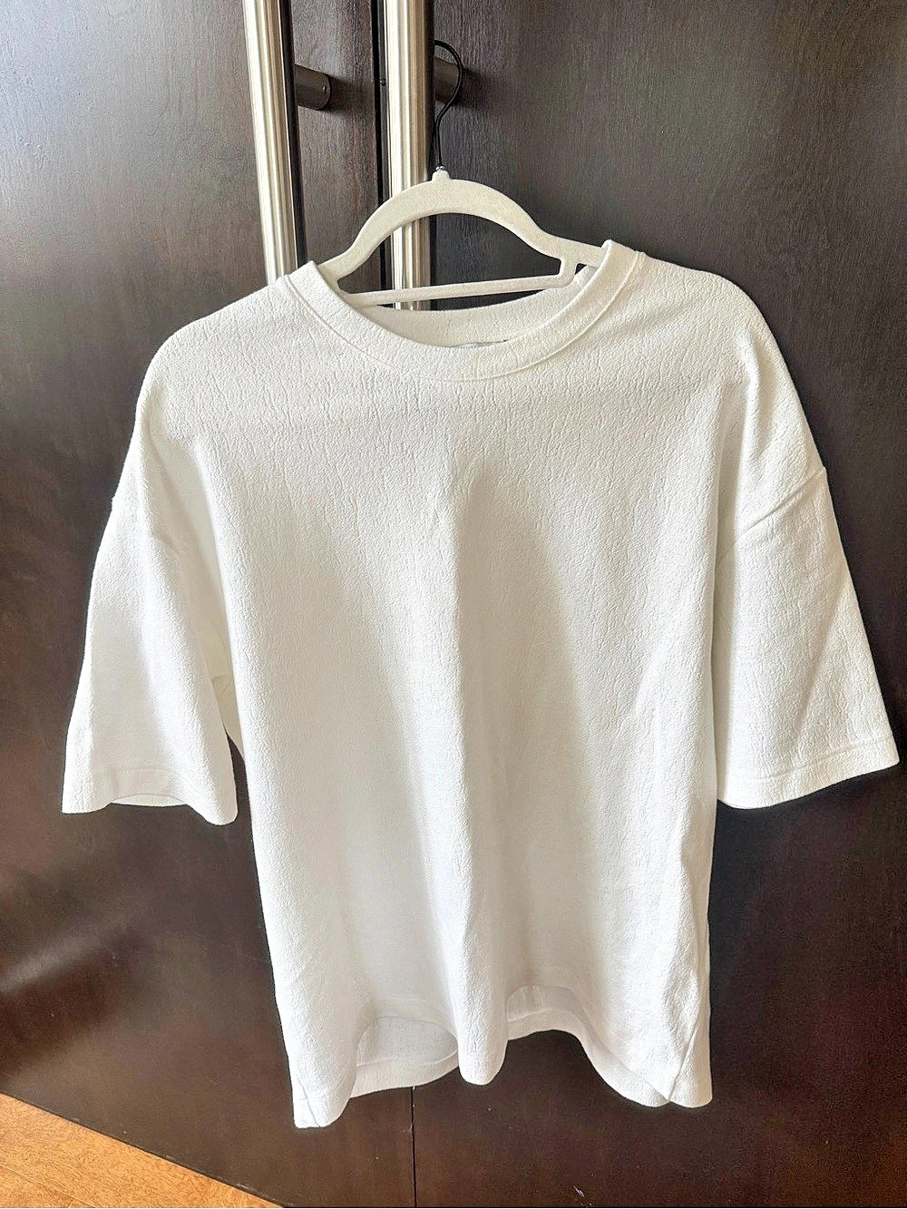 Zara Textured Short Sleeve Tee White Size L (42) Like New